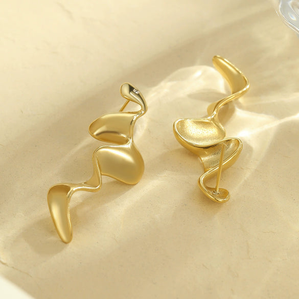 Wholesale Earrings Stainless Steel 18K Geometric Snakeshaped Electroplated For Women