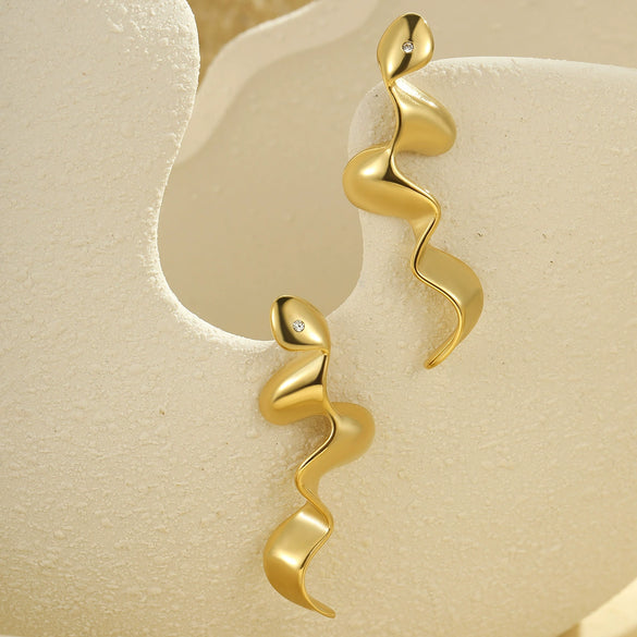 Wholesale Earrings Stainless Steel 18K Geometric Snakeshaped Electroplated For Women