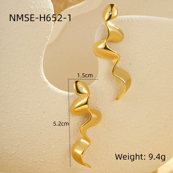 Wholesale Earrings Stainless Steel 18K Geometric Snakeshaped Electroplated For Women