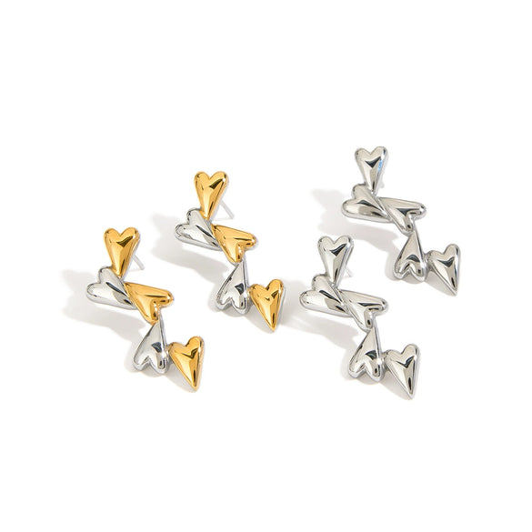 Wholesale Earrings Stainless Steel 18K Gold Colormatching Geometric Love Bow Heart Shape Electroplated For Women