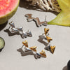 Wholesale Earrings Stainless Steel 18K Gold Colormatching Geometric Love Bow Heart Shape Electroplated For Women