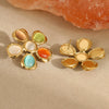 Wholesale Earrings Stainless Steel 18K Gold Electroplated Flower Pattern Hammered Style For Women