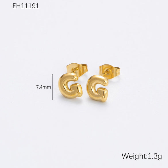 Wholesale Earrings Stainless Steel 18K Gold Electroplated Letter Style For Women