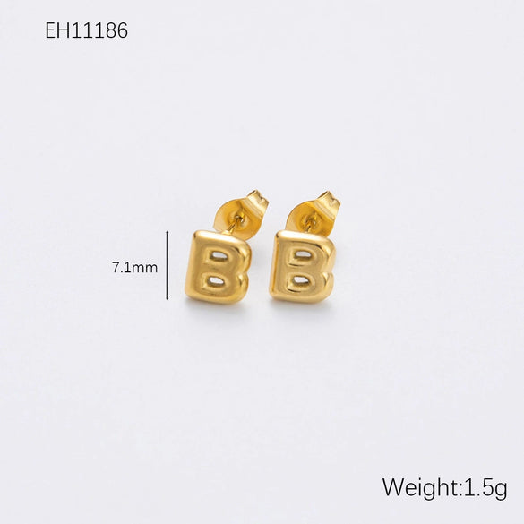 Wholesale Earrings Stainless Steel 18K Gold Electroplated Letter Style For Women