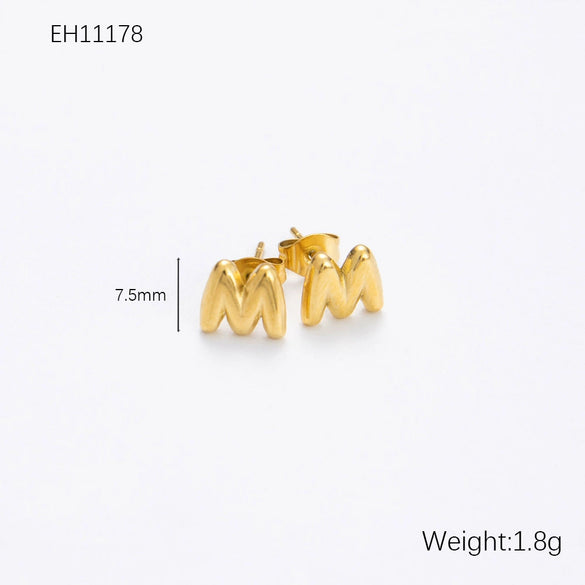 Wholesale Earrings Stainless Steel 18K Gold Electroplated Letter Style For Women