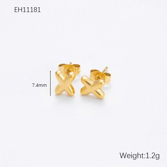 Wholesale Earrings Stainless Steel 18K Gold Electroplated Letter Style For Women