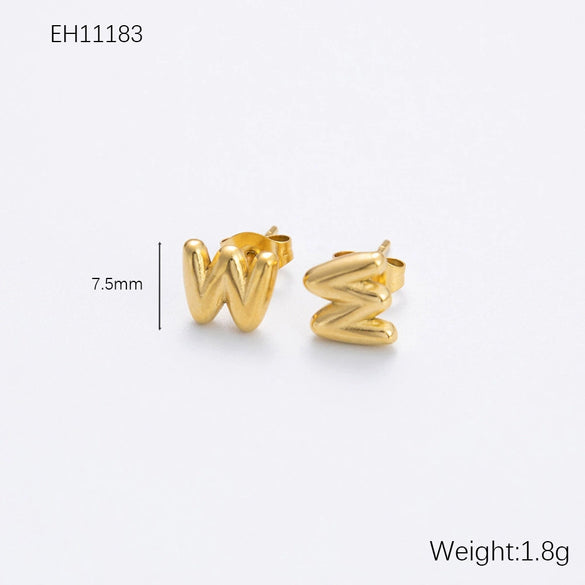 Wholesale Earrings Stainless Steel 18K Gold Electroplated Letter Style For Women