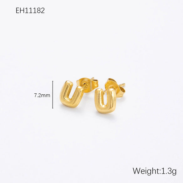 Wholesale Earrings Stainless Steel 18K Gold Electroplated Letter Style For Women
