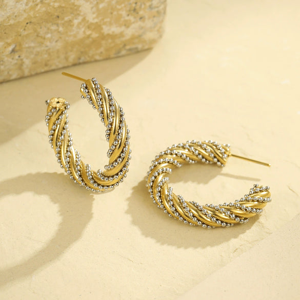 Wholesale Earrings Stainless Steel 18K Gold Electroplating Geometric C Type Highend Fashionable