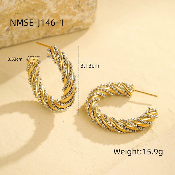 Wholesale Earrings Stainless Steel 18K Gold Electroplating Geometric C Type Highend Fashionable
