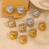 Wholesale Earrings Stainless Steel 18K Gold Geometric Pattern Diamond Inlay Women's