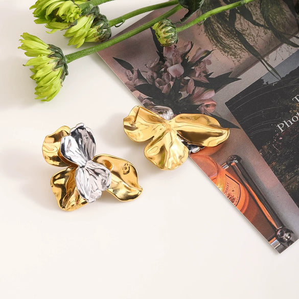 Wholesale Earrings Stainless Steel 18K Gold Geometric Pattern Electroplated For Women