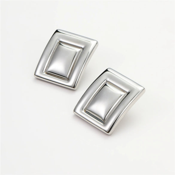 Wholesale Earrings Stainless Steel 18K Gold Geometric Rectangular Vintage Electroplated