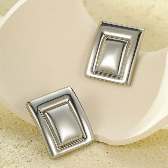 Wholesale Earrings Stainless Steel 18K Gold Geometric Rectangular Vintage Electroplated