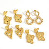 Wholesale Earrings Stainless Steel 18K Gold Heart Shape Geometric Diamond Style
