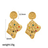 Wholesale Earrings Stainless Steel 18K Gold Heart Shape Geometric Diamond Style