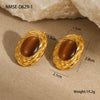 Wholesale Earrings Stainless Steel 18K Gold Inlaid Cat's Eye Geometric Electroplating Medieval Vintage Style