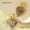 Wholesale Earrings Stainless Steel 18K Gold Inlaid Natural Stone Love Heart Pendant Electroplated