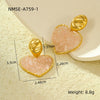 Wholesale Earrings Stainless Steel 18K Gold Inlaid Natural Stone Love Heart Pendant Electroplated
