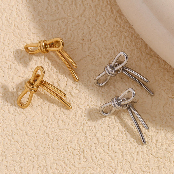 Wholesale Earrings Stainless Steel 18K Gold Plated Bow Tie Butterfly Style For Women