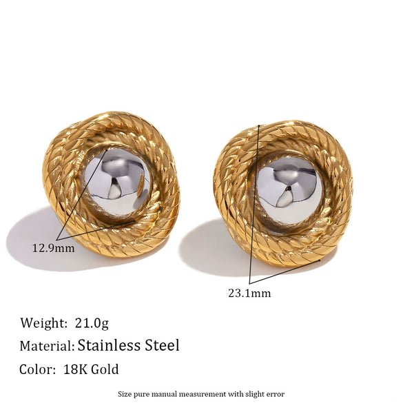 Wholesale Earrings Stainless Steel 18K Gold Plated Casting Geometric Pattern For Women