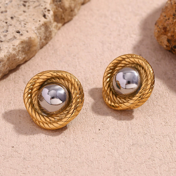 Wholesale Earrings Stainless Steel 18K Gold Plated Casting Geometric Pattern For Women