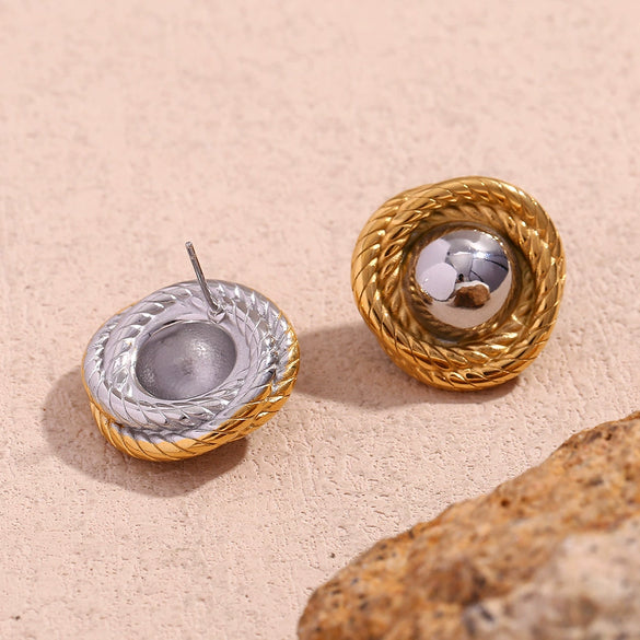 Wholesale Earrings Stainless Steel 18K Gold Plated Casting Geometric Pattern For Women
