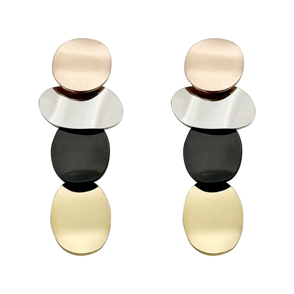 Wholesale Earrings Stainless Steel 14K Gold Plated French Retro Simple Multicolor Irregular Round Geometric Style