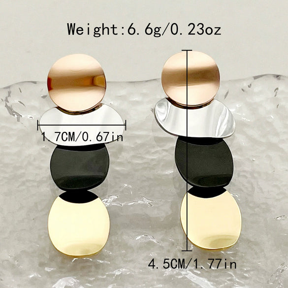 Wholesale Earrings Stainless Steel 14K Gold Plated French Retro Simple Multicolor Irregular Round Geometric Style