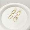 Wholesale Earrings Stainless Steel 14K Gold Plated French Retro Style Iron Cable Stitching Tassel For Women