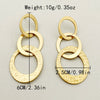Wholesale Earrings Stainless Steel 14K Gold Plated French Retro Style Oval Stitching Tassel