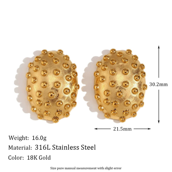 Wholesale Earrings Stainless Steel 18K Gold Plated Geometric Cactus Ball Hedgehog Design For Women