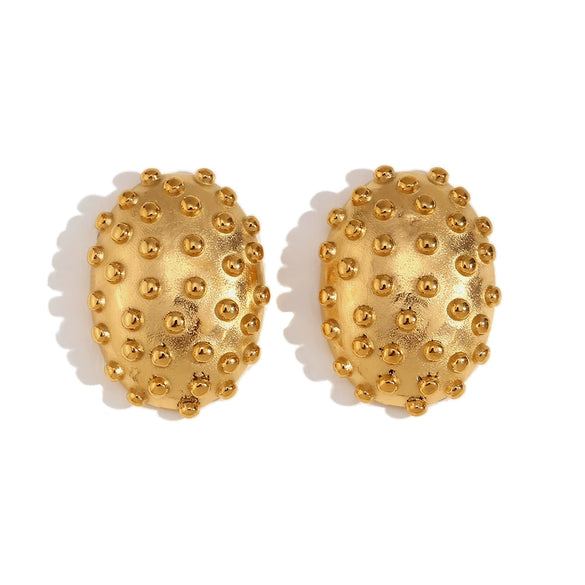 Wholesale Earrings Stainless Steel 18K Gold Plated Geometric Cactus Ball Hedgehog Design For Women
