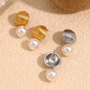 Wholesale Earrings Stainless Steel 18K Gold Plated Geometric French Hot Air Balloon Imitation Pearl Pendant For Women
