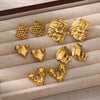 Wholesale Earrings Stainless Steel 18K Gold Plated Geometric Heart Texture Asymmetrical For Women