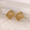 Wholesale Earrings Stainless Steel 18K Gold Plated Geometric Heart Texture Asymmetrical For Women