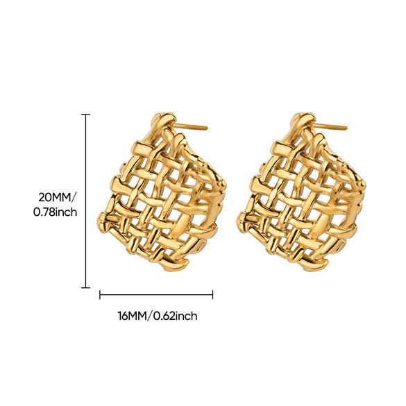 Wholesale Earrings Stainless Steel 18K Gold Plated Geometric Heart Texture Asymmetrical For Women