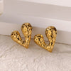 Wholesale Earrings Stainless Steel 18K Gold Plated Geometric Heart Texture Asymmetrical For Women