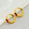 Wholesale Earrings Stainless Steel 18K Gold Plated Geometric Inlaid Zircon