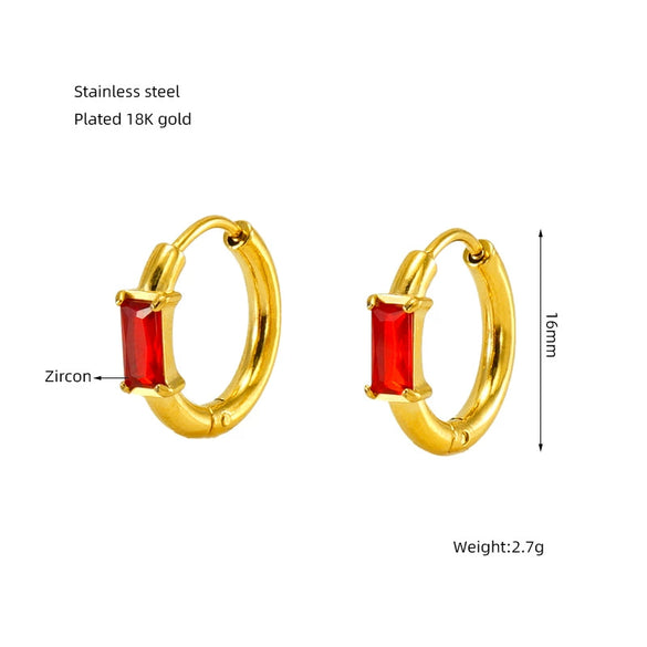 Wholesale Earrings Stainless Steel 18K Gold Plated Geometric Inlaid Zircon