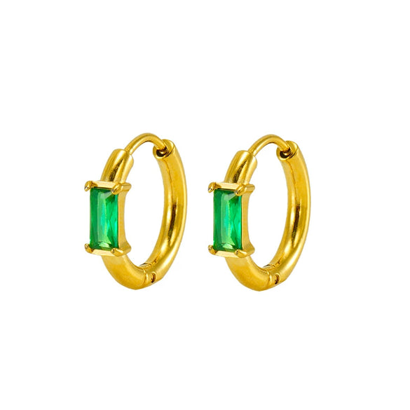 Wholesale Earrings Stainless Steel 18K Gold Plated Geometric Inlaid Zircon