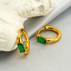 Wholesale Earrings Stainless Steel 18K Gold Plated Geometric Inlaid Zircon
