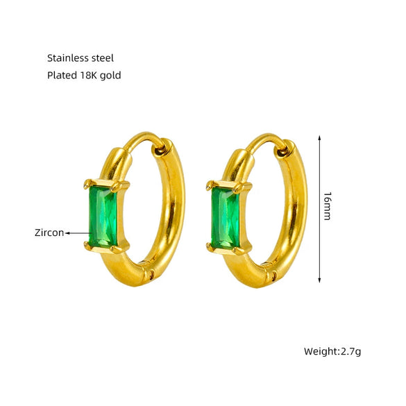 Wholesale Earrings Stainless Steel 18K Gold Plated Geometric Inlaid Zircon
