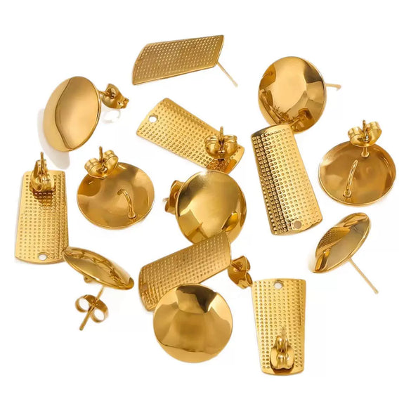 Wholesale Earrings Stainless Steel 18K Gold Plated Geometric Love Shell Highend