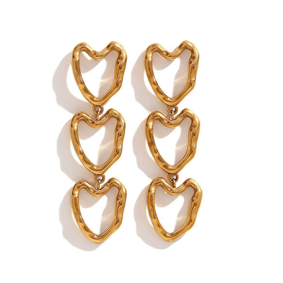 Wholesale Earrings Stainless Steel 18K Gold Plated Geometric Peach Heart Style