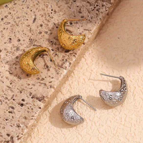 Wholesale Earrings Stainless Steel 18K Gold Plated Geometric Pearshaped Retro Style For Women