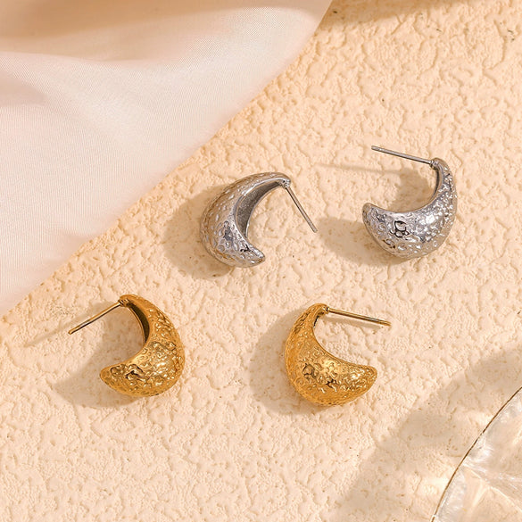Wholesale Earrings Stainless Steel 18K Gold Plated Geometric Pearshaped Retro Style For Women