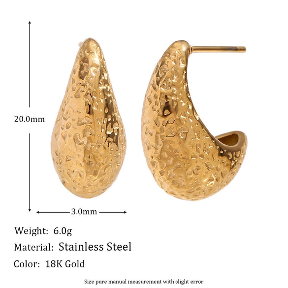 Wholesale Earrings Stainless Steel 18K Gold Plated Geometric Pearshaped Retro Style For Women