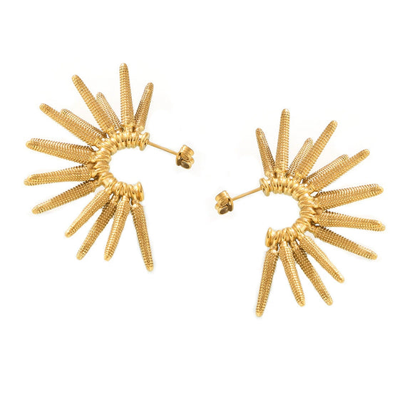 Wholesale Earrings Stainless Steel 18K Gold Plated Geometric Punk Retro Fashion For Women