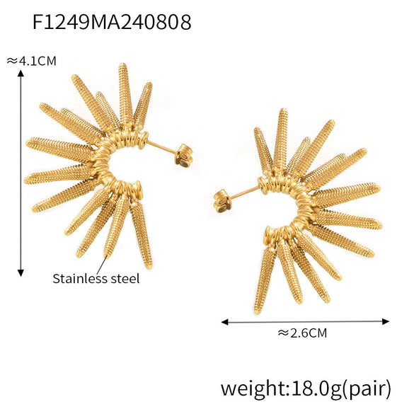 Wholesale Earrings Stainless Steel 18K Gold Plated Geometric Punk Retro Fashion For Women